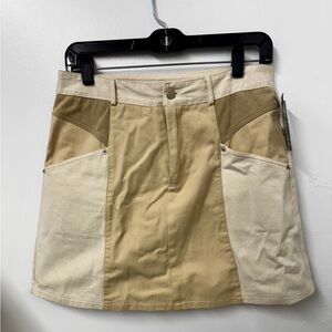 Very J Cream and Tan Mini Skirt